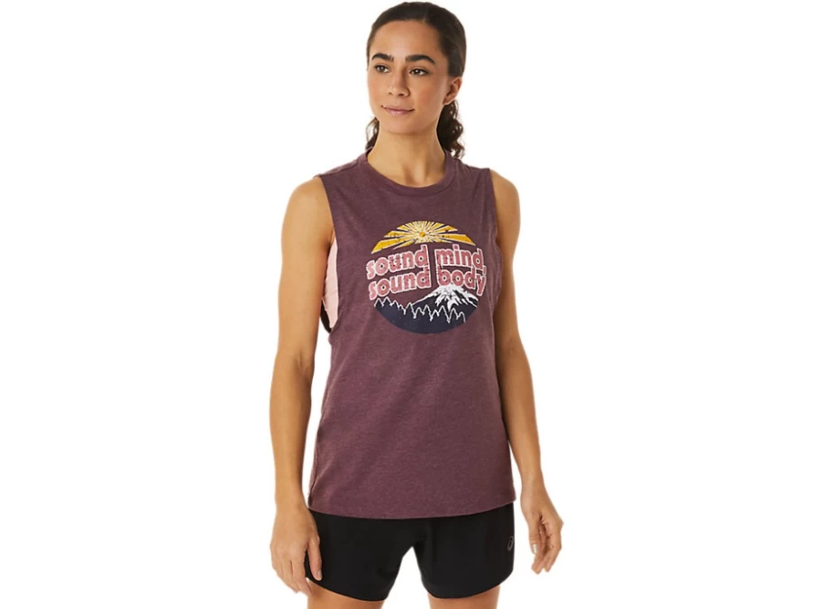 ASICS Women's Deep Mars Heather Muscle Tank Top for Mountain Training