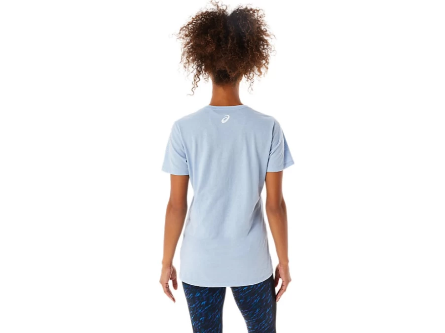 ASICS Women's Mist Heather Sunflower Slogan V-Neck T-Shirt