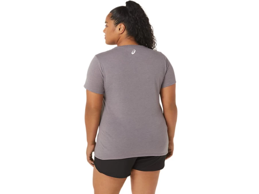 ASICS Women's Lavender Grey Heather Sunflower Slogan V-Neck T-Shirt