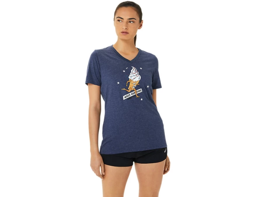 ASICS Women's Peacoat Heather "Coming In Hot" Short Sleeve T-Shirt | Ice Cream Graphic Tee