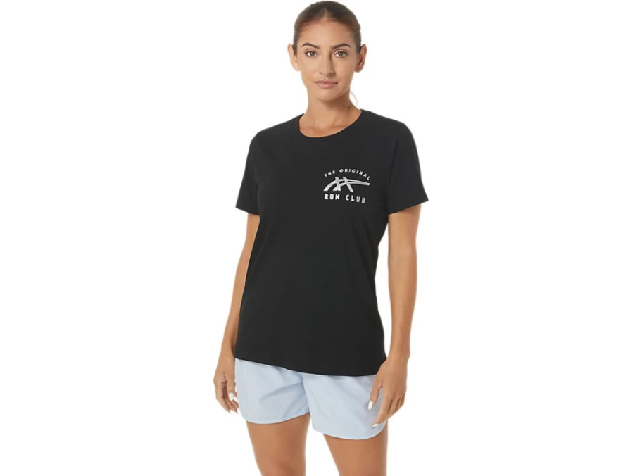 ASICS Women's ORC Luminous Small Logo Performance Black Short Sleeve Crewneck T-Shirt