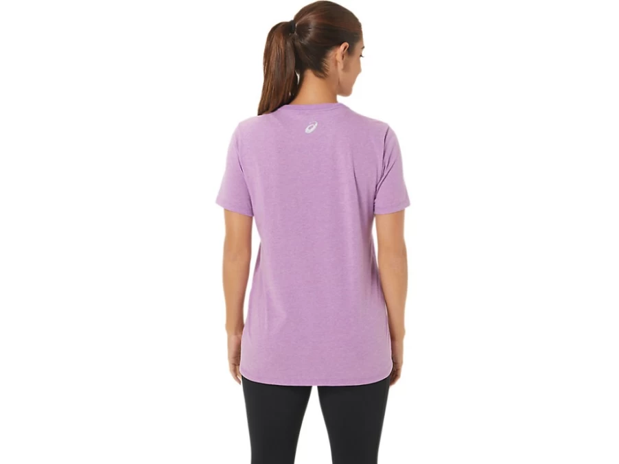 ASICS Women's ORC Luminous Small Logo SS Crew T-Shirt in Orchid Heather