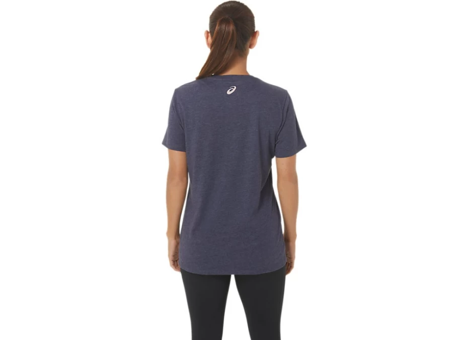 ASICS Women's Alanna V-Neck T-Shirt in Peacoat Heather - Lightweight Comfort & Style