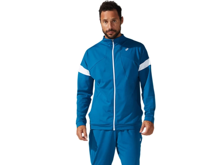 ASICS Men's Deep Sea Teal & Brilliant White Track Jacket - Lightweight Running Jacket for Men