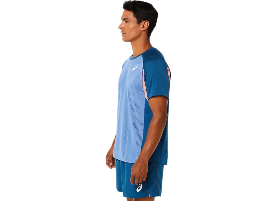 ASICS Men's Light Indigo Match Short Sleeve Performance Top