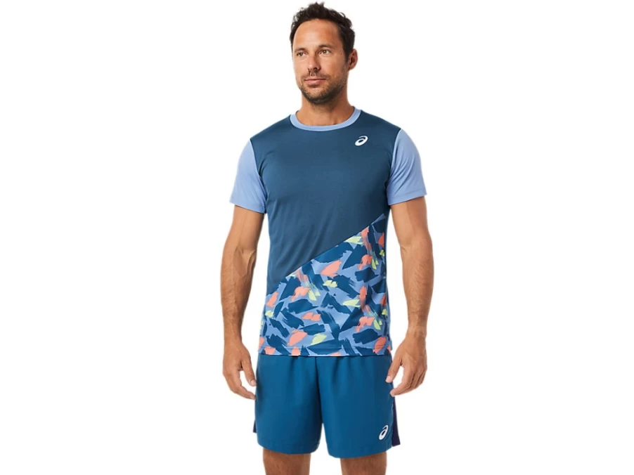 ASICS Men's Light Indigo Court Graphic Short Sleeve T-Shirt