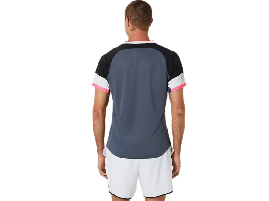 ASICS Men's Match Short Sleeve Performance Top - Performance Black/Carrier Grey