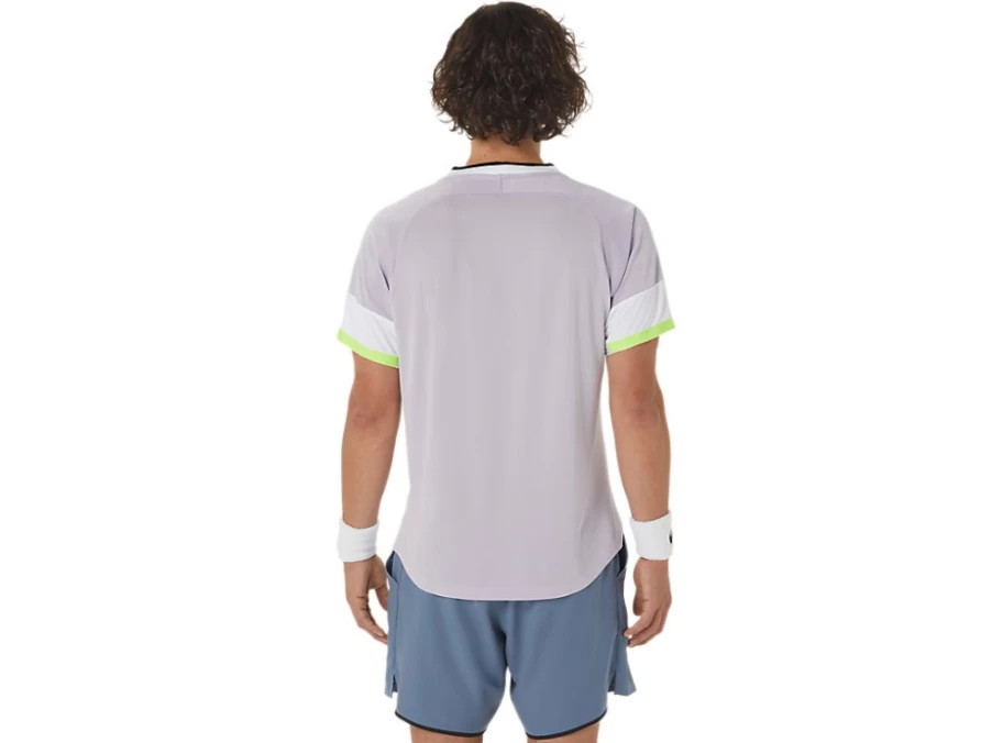 ASICS Men's Match Short Sleeve Top - Dusk Violet/Soft Sky Athletic Shirt