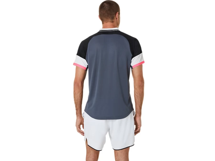 ASICS Men's Performance Black/Carrier Grey Match Polo Shirt – Breathable Sport Top for Active Men