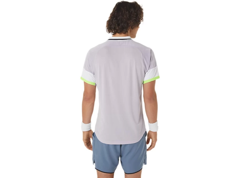 ASICS Men's Match Polo Shirt in Dusk Violet & Soft Sky - Breathable Performance Tennis Top