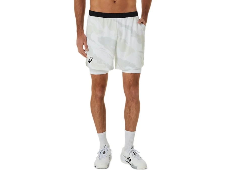 ASICS Men's Match Graphic 7-Inch Shorts - Brilliant White Athletic Running Shorts