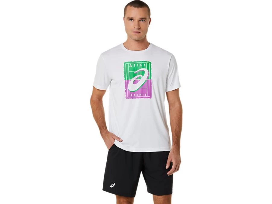 ASICS Men's Court GS Graphic Tee - Brilliant White Casual Tennis T-Shirt