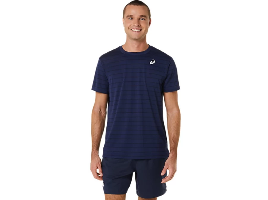 ASICS Men's Midnight Court Stripe Short Sleeve T-Shirt - Athletic Performance Top
