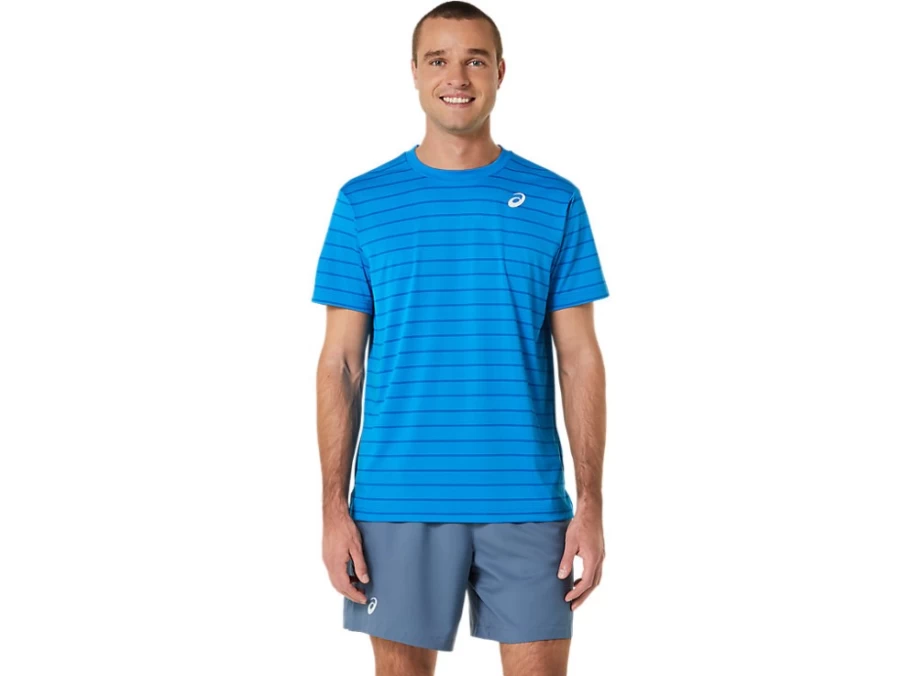 ASICS Men's Directoire Blue Court Stripe Short Sleeve T-Shirt