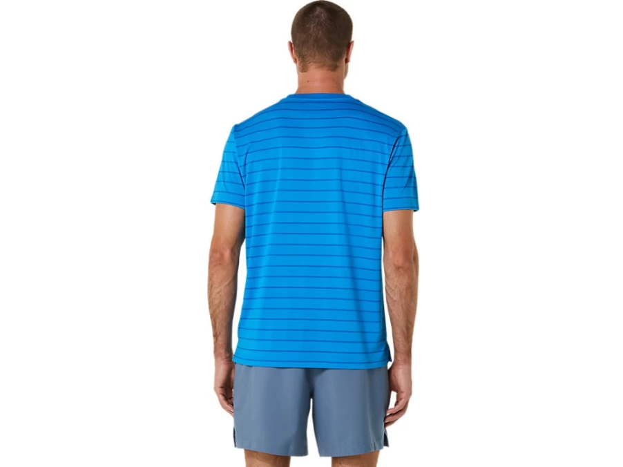 ASICS Men's Directoire Blue Court Stripe Short Sleeve T-Shirt