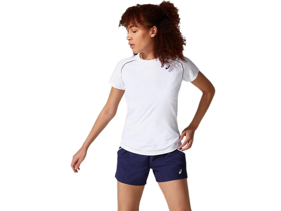 ASICS Women's Brilliant White Piping Tee - Stylish Casual Comfort Fit T-Shirt