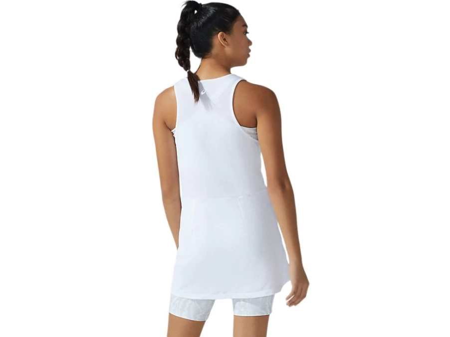 ASICS Women's STRONG 92 Dress in Brilliant White/Glacier Grey Print - Lightweight Athletic Dress
