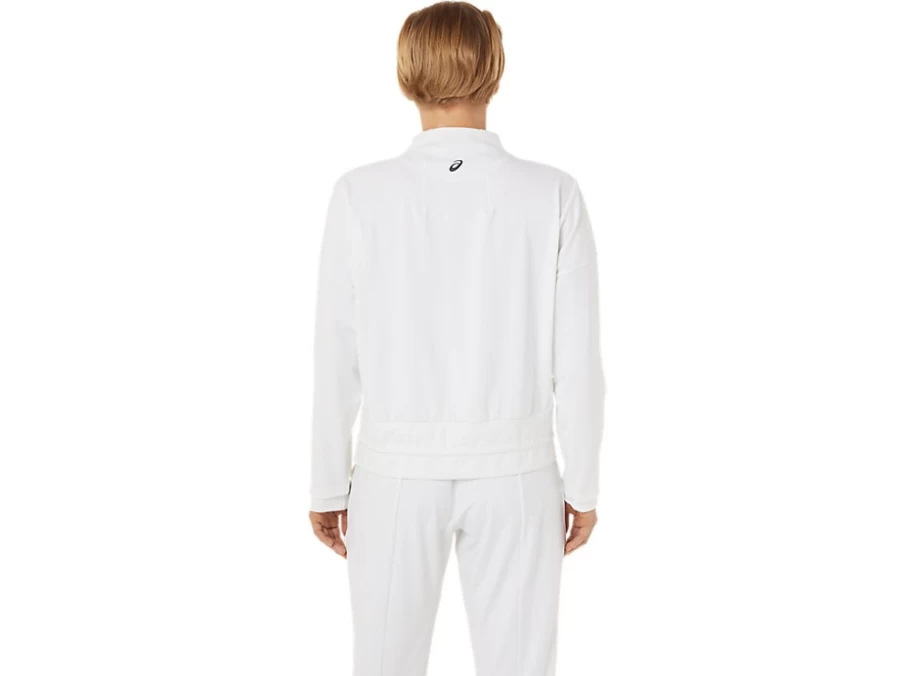 ASICS Women's Brilliant White/Performance Black Tennis Jacket - Lightweight Performance Sportswear
