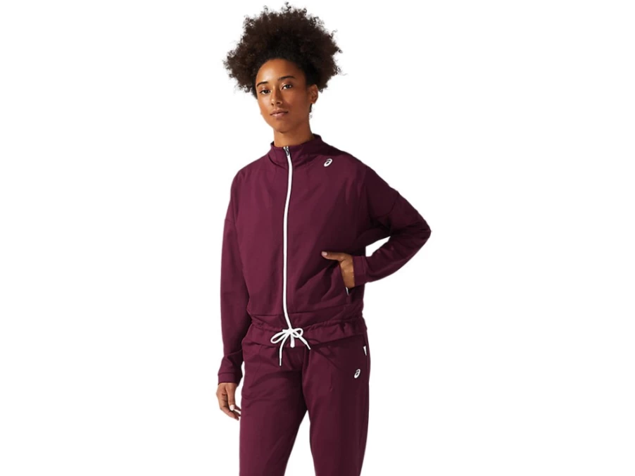 ASICS Women's Deep Mars/Brilliant White Tennis Jacket – Lightweight Performance Sportswear