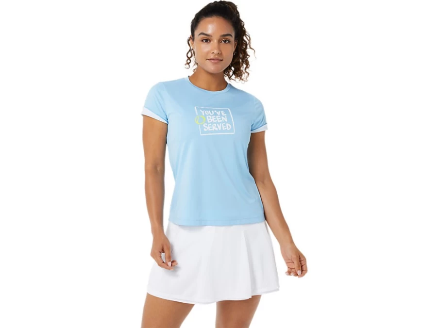 ASICS Women's Arctic Sky Graphic Tee - Stylish Court-Inspired Casual Top