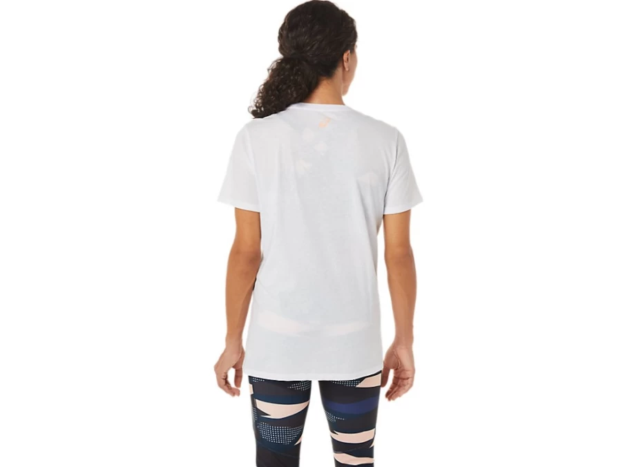 ASICS Women's Brilliant White Graphic Tee - Stylish Casual Short Sleeve T-Shirt