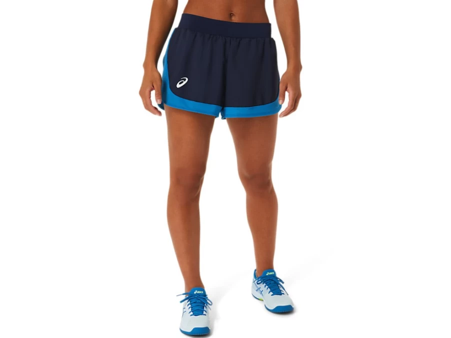 ASICS Women's Match Shorts - Midnight/Hazard Green Running Shorts for Women