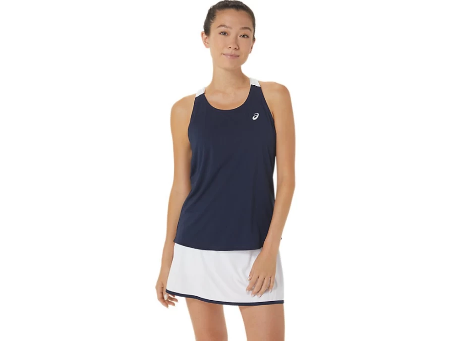 ASICS Women's Court Tank Top - Midnight/Brilliant White - Breathable Tennis Apparel