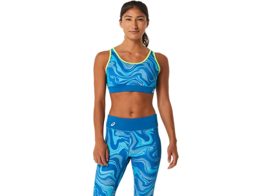 ASICS Women's Reborn Blue Graphic Bra - Stylish Sports Bra for Active Women