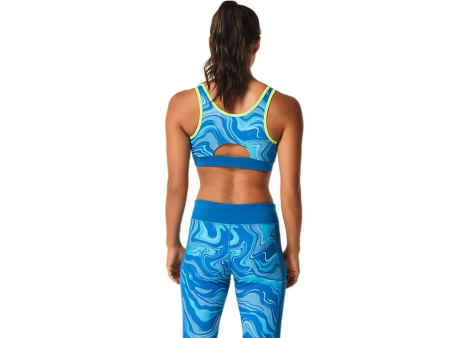 ASICS Women's Reborn Blue Graphic Bra - Stylish Sports Bra for Active Women