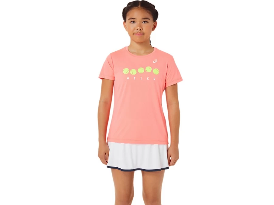 ASICS Kids' Guava Color Tennis Graphic Tee for Children