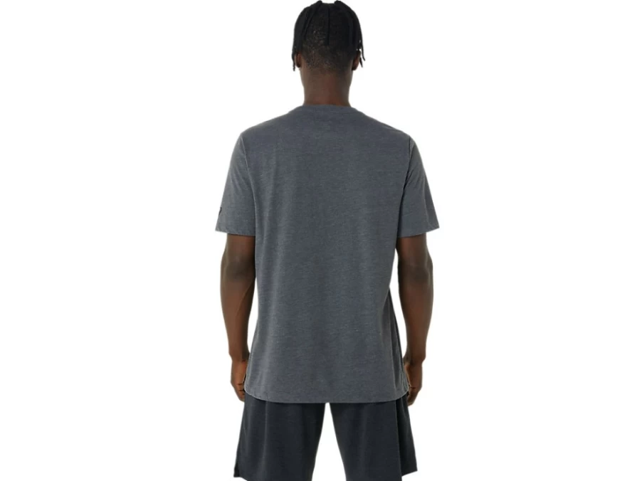 ASICS Unisex Dark Grey Heather Volleyball Graphic Tee - Sporty Casual T-Shirt for Men & Women
