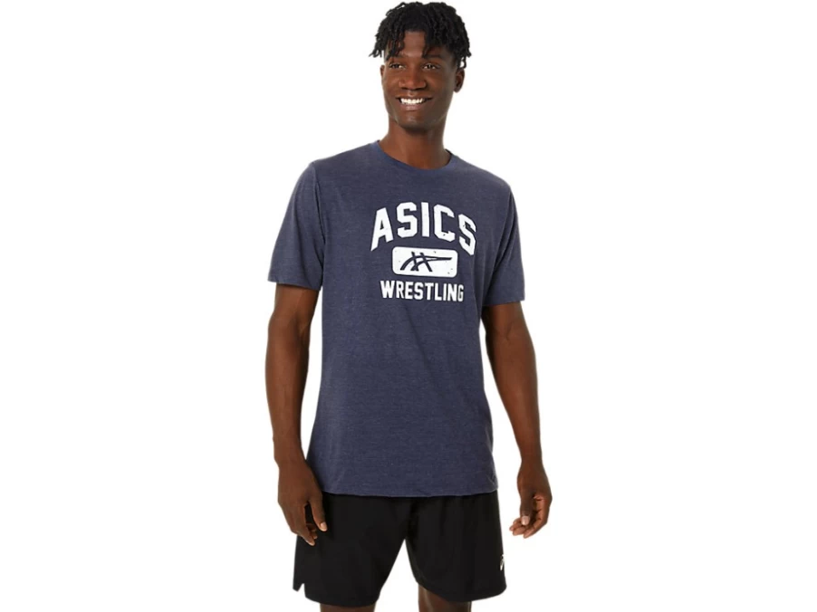 ASICS Unisex Peacoat Heather Wrestling Graphic T-Shirt