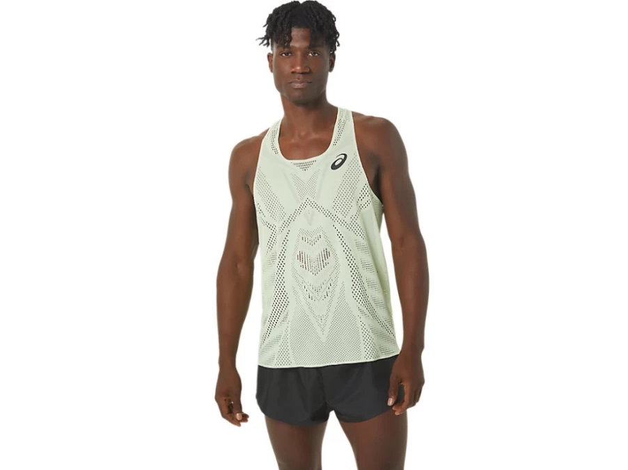 ASICS Men's Actibreeze Jacquard Singlet - Whisper Green Performance Athletic Shirt