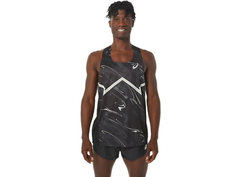 ASICS Men's CJ-Line Light Singlet - Performance Black/Whisper Green Running Top