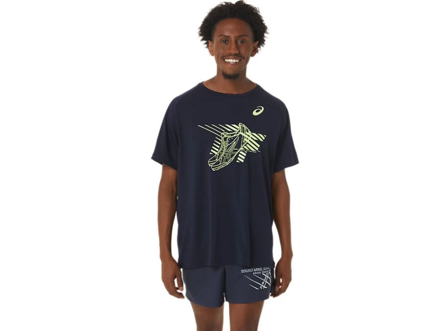ASICS Men's Midnight Graphic Short Sleeve Top - Lightweight Performance Shirt