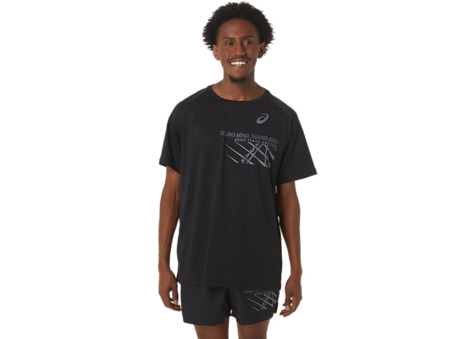 ASICS Men's Performance Black Finish Line Graphic Short Sleeve T-Shirt