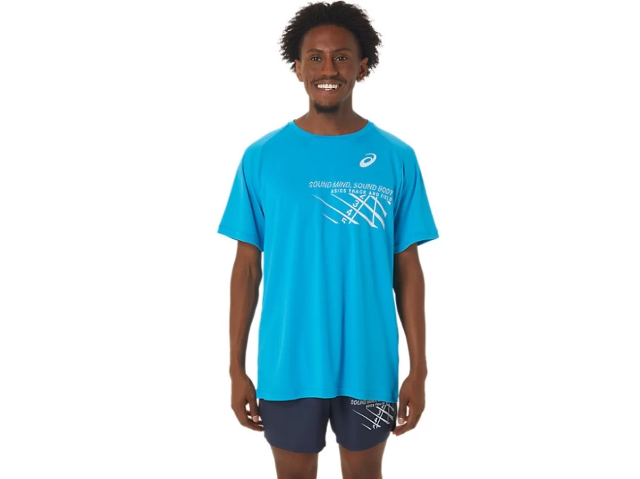 ASICS Men's Island Blue Finish Line Graphic Short Sleeve T-Shirt