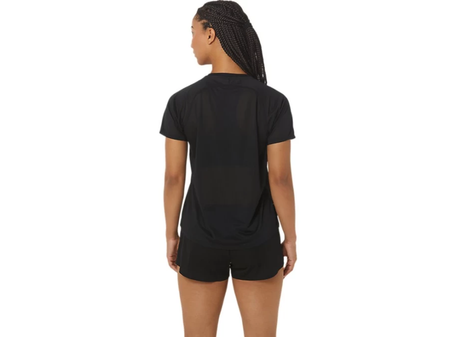 ASICS Women's CJ-Line Lightweight Short Sleeve Top - Performance Black/Whisper Green Athletic Shirt