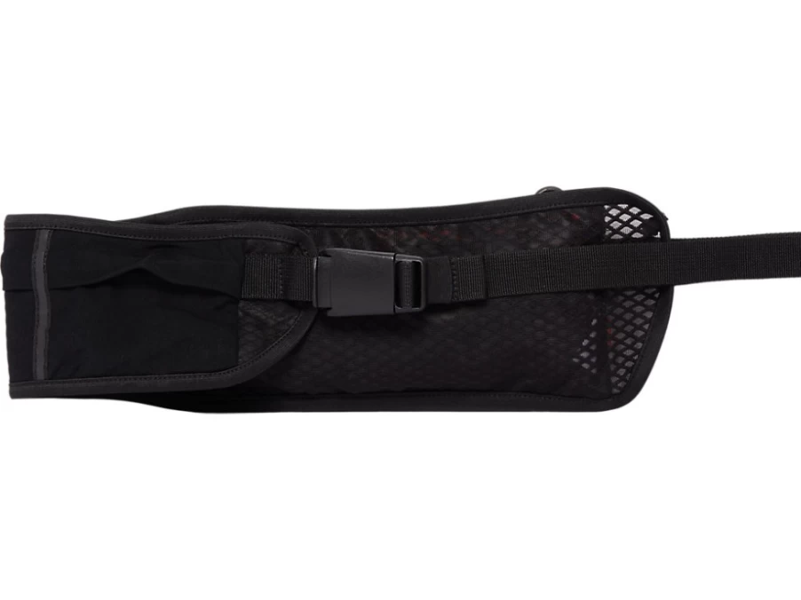 ASICS Unisex Large Waist Pouch in Performance Black/Cherry Tomato for Sports & Travel
