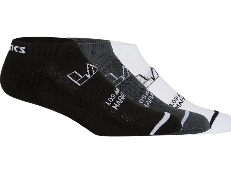 ASICS Men's Cushion Low 3-Pack Socks - Black, White & Grey Athletic Crew Socks