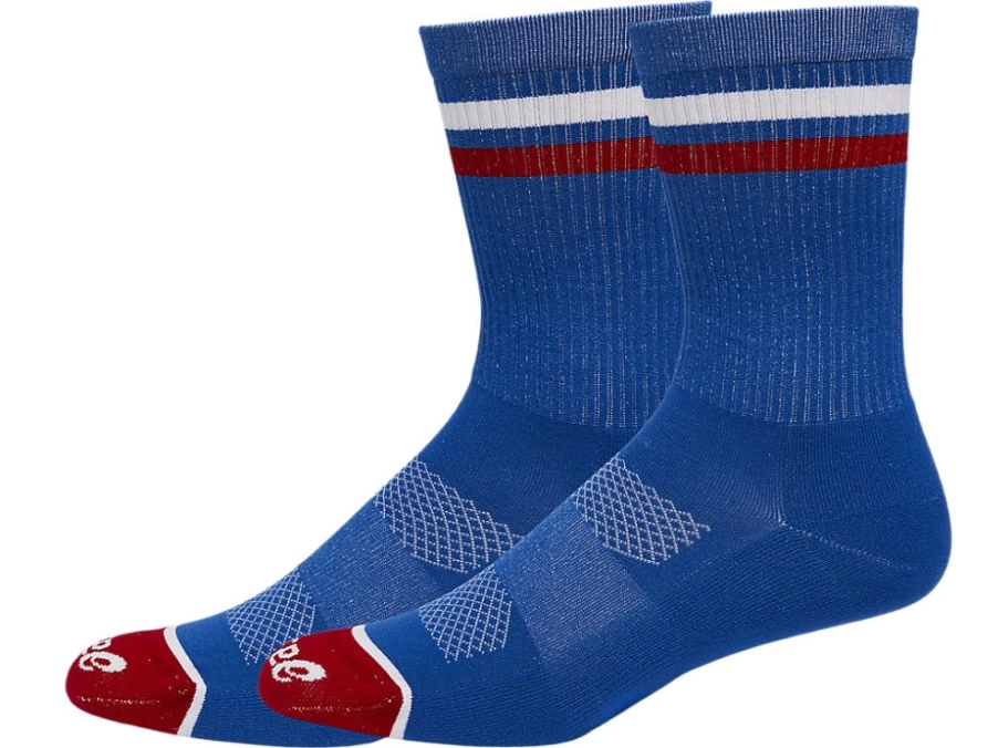 ASICS Unisex Crew Socks - Electric Blue/Electric Red - Comfortable Athletic Socks for Men & Women