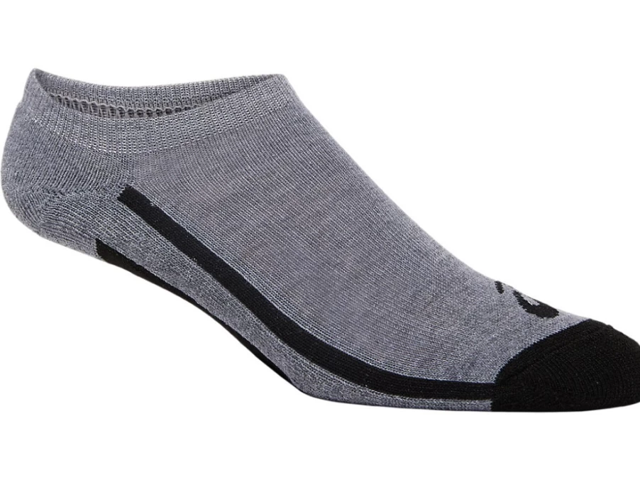 ASICS PERFORMANCE 2 NO SHOW Socks - Medium Grey Heather/Performance Black - Unisex Athletic Low-Cut Socks
