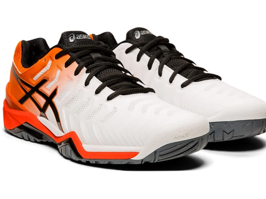 ASICS GEL-RESOLUTION 7 Men's Tennis Shoes - White/Koi - High-Performance Court Sneakers