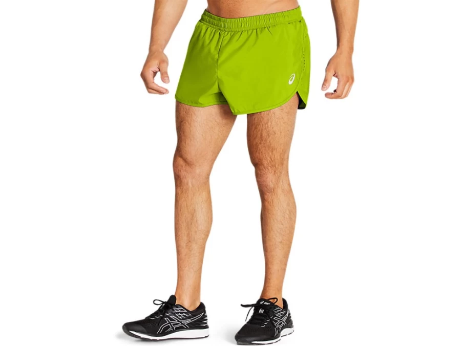 ASICS Men's Split Shorts - Lime Zest Running Shorts for Men