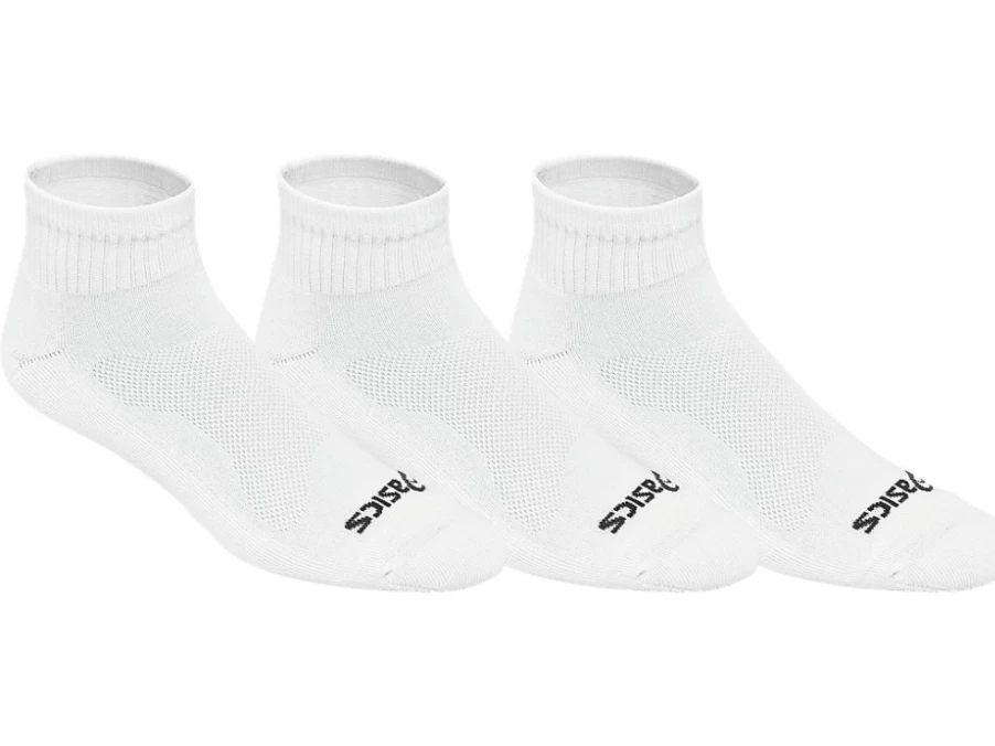 ASICS Unisex White Cushion Quarter Socks for Comfort & Support