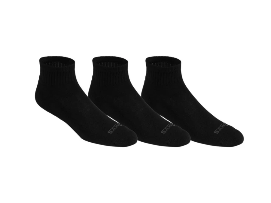 ASICS Unisex Black Cushion Quarter Socks for Comfort & Support