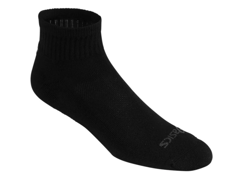 ASICS Unisex Black Cushion Quarter Socks for Comfort & Support