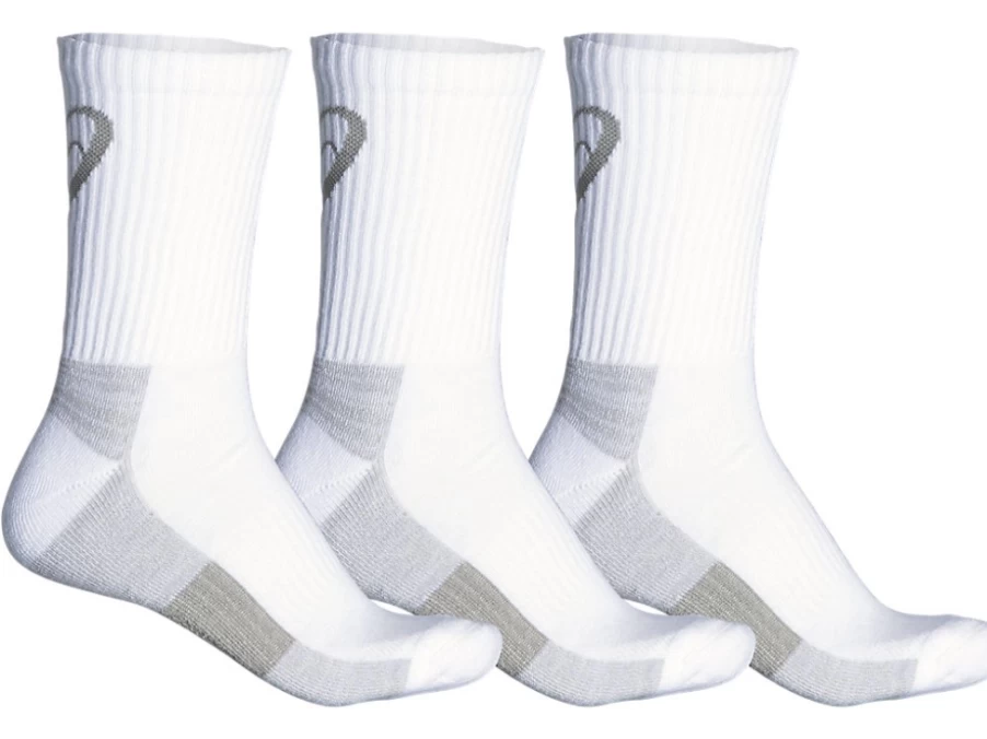 ASICS Unisex Training Crew Socks 3-Pack - White Assorted Athletic Socks for Men & Women