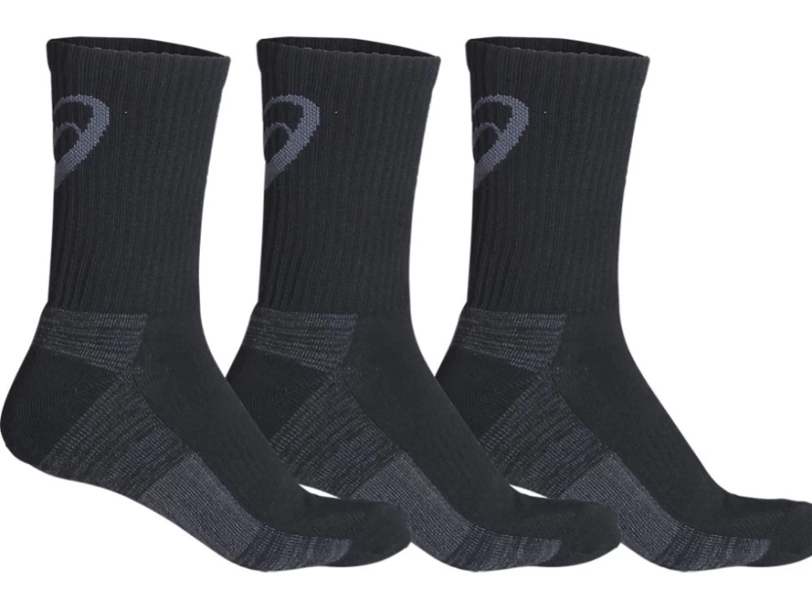 ASICS Unisex Training Crew Socks 3-Pack - Black Assorted Athletic Performance Socks