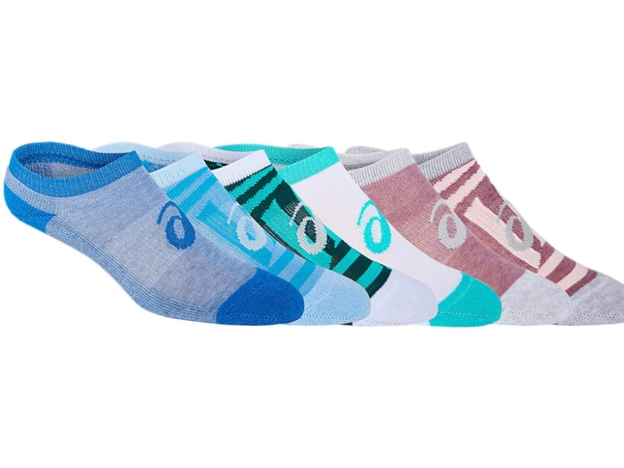 ASICS Kids' Youth Invasion No Show Socks - Pink Salt/Digital Aqua/Sea Glass